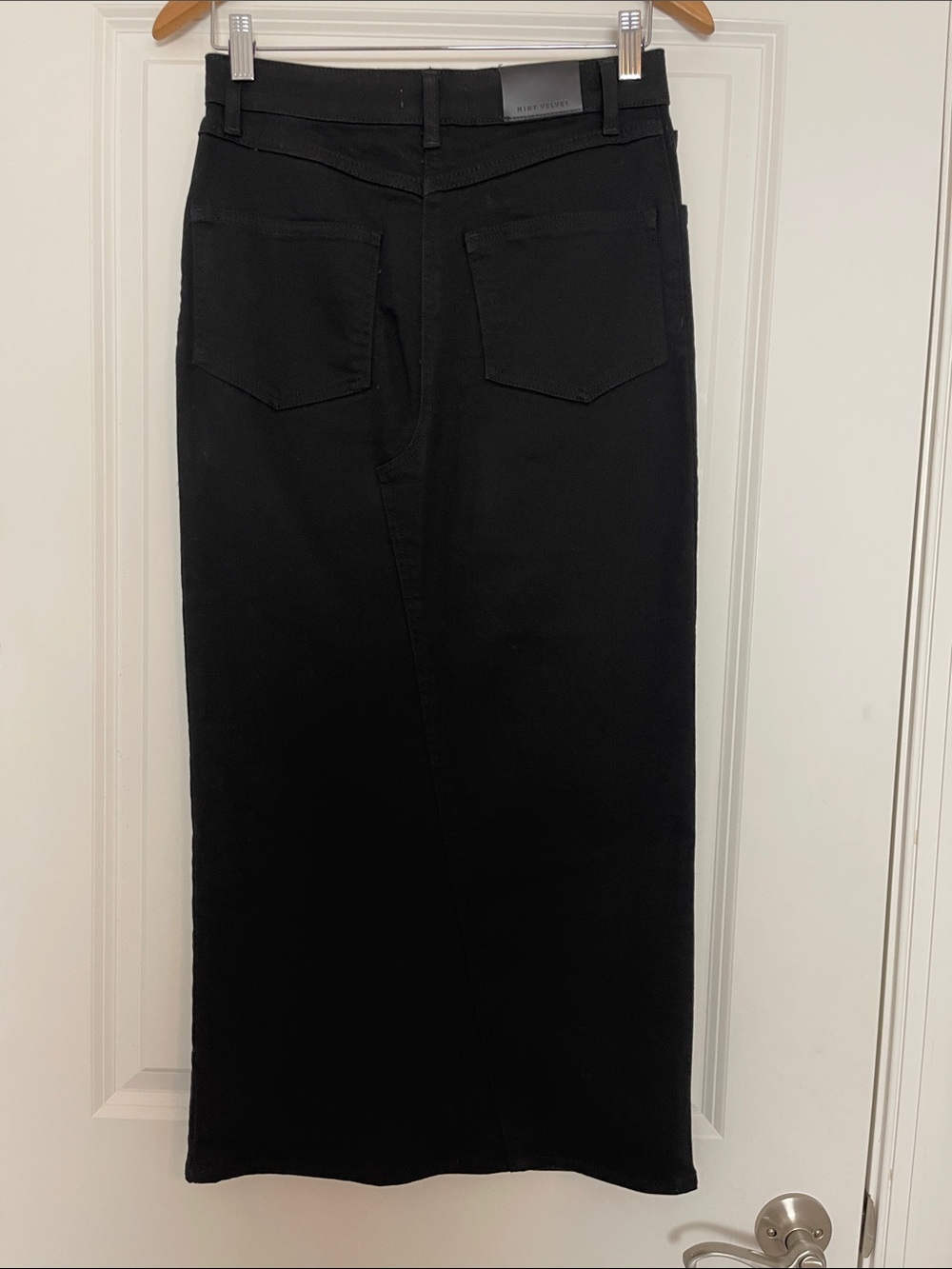 Mint Velvet Black Denim Maxi Skirt Front Slit US 4 Fall - Picture 4 of 8